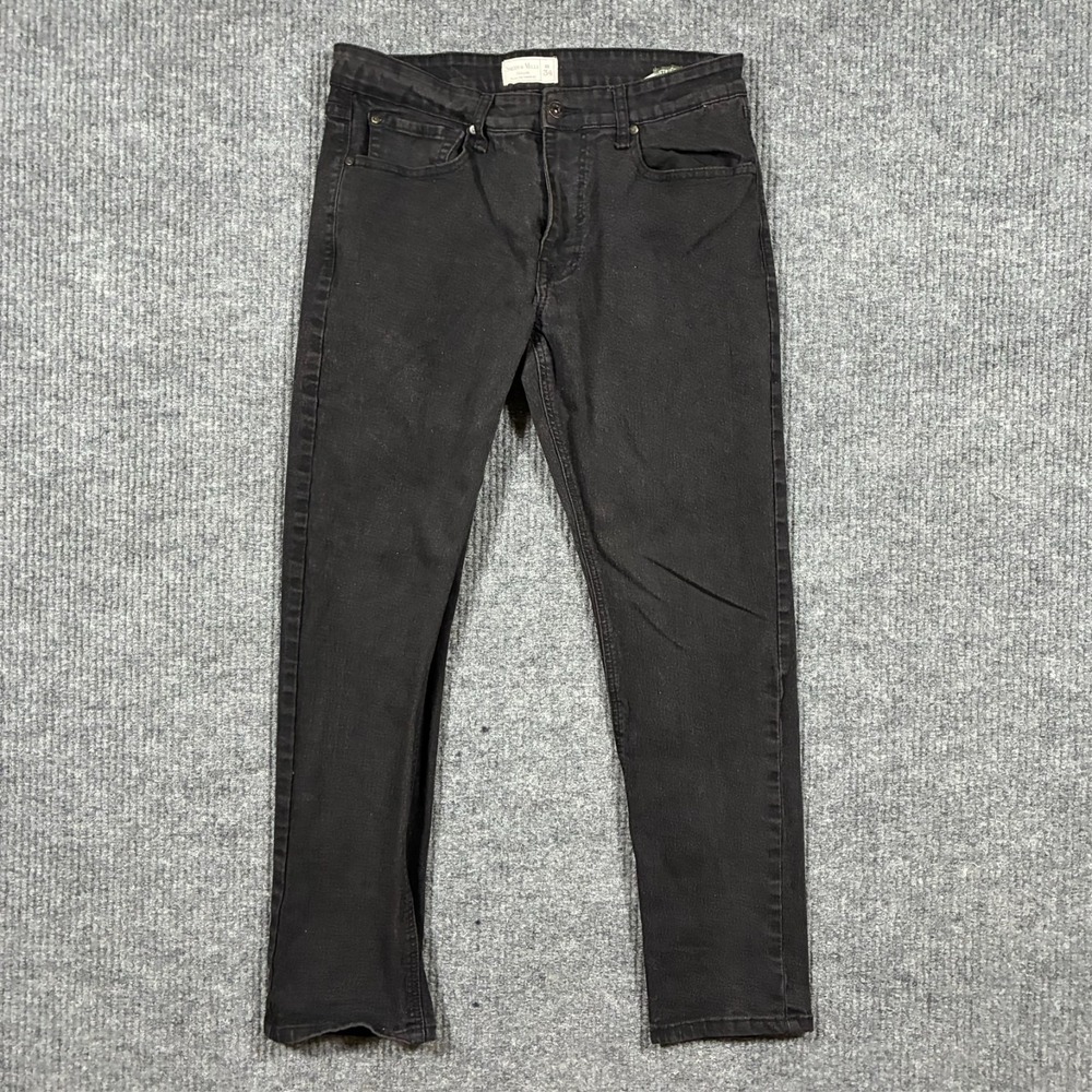 Smith & Mills Denim Mens Jeans Size 34x30‎ Black Straight Leg Stretch Low Rise